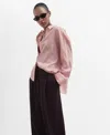 Mango Oversize Striped Shirt In Pink