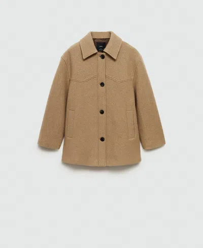 Mango Women's Oversize Wool Coat In Medium Brown