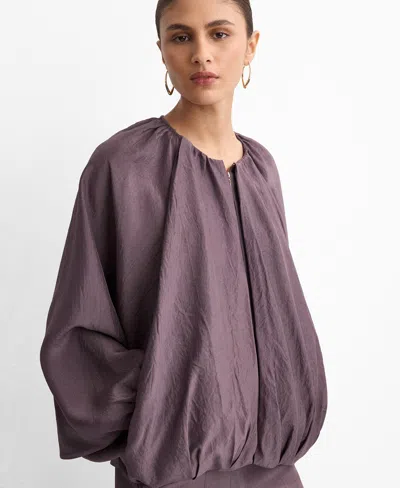 Mango Oversized Bomber Jacket Purple