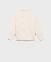 Mango Trenzas Cable Roll Neck Sweater In White