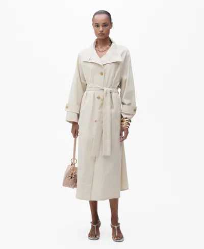 Mango Women's Oversized Cotton Trench Coat In Light,pastel Grey