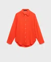 Mango Oversize Crinkled Effect Button-up Shirt In Orange