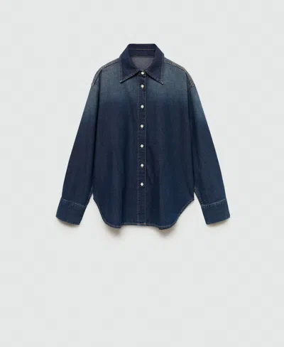 Mango Women's Oversized Denim Shirt In Dark Blue
