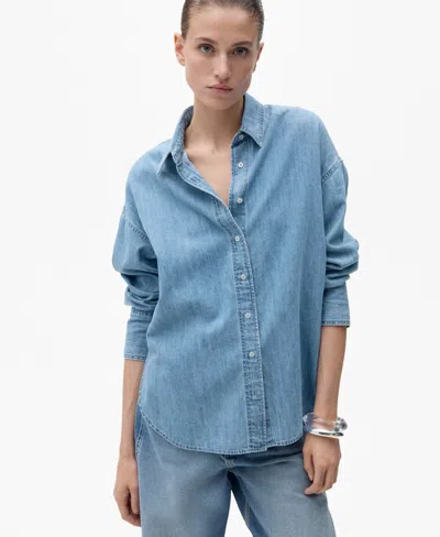 Mango Classic Oversized Denim Shirt In Medium Blue