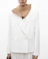 Mango Oversized Double-breasted Suit Jacket White In White