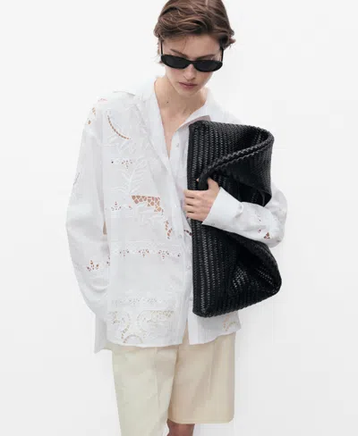 Mango Women's Oversized Embroidered Shirt