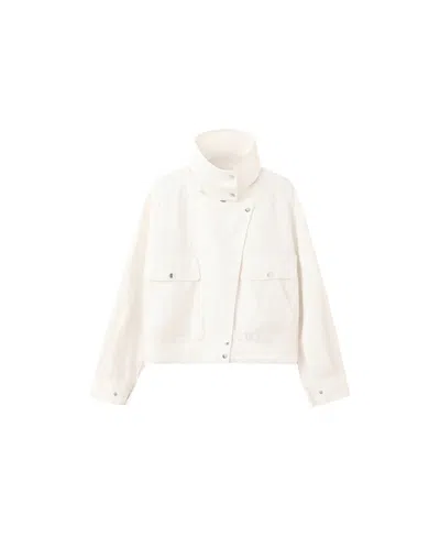 Mango Women's Oversized Funnel-neck Bomber Jacket In White
