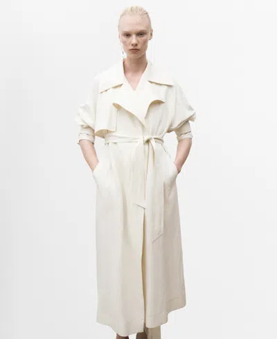 Mango Women's Oversized Lapel Trench Coat In Ecru