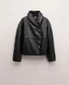 Mango Women's Oversized Leather Bomber Jacket In Black