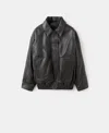 Mango Women's Oversized Leather Jacket In Black