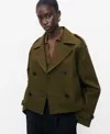 Mango Women's Oversized Short Double-breasted Trench Coat In Green