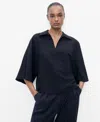 Mango Oversize Three-quarter Sleeve Polo In Blue