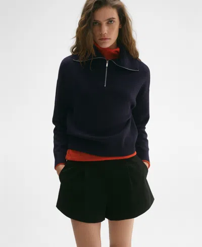 MANGO WOMEN'S OVERSIZED ZIP-NECK SWEATER