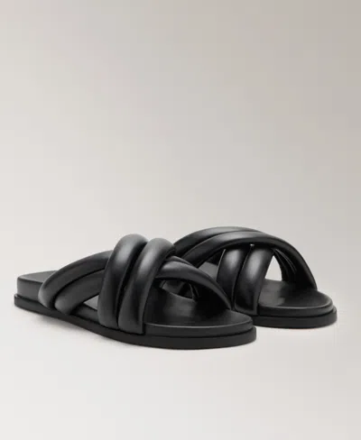 Mango Padded Crisscross Strap Slide Sandal In Black