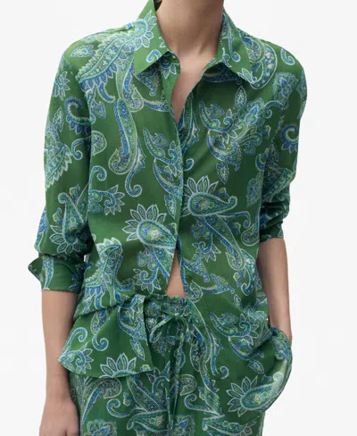 Mango Women's Paisley Cotton Shirt In Green