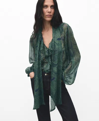 Mango Women's Paisley-print Foulard Blouse In Green