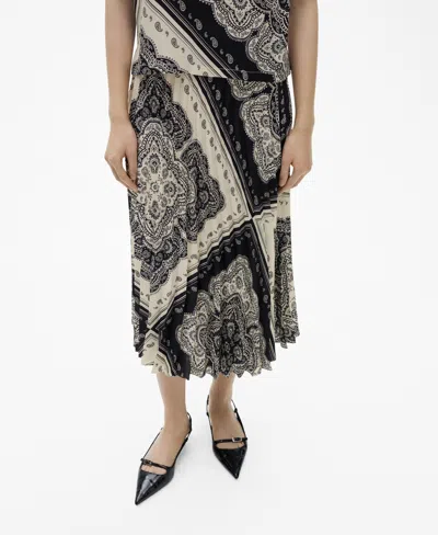 MANGO WOMEN'S PAISLEY PRINT PLEATED SKIRT