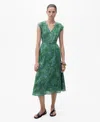 Mango Paisley Print Midi Dress In Green