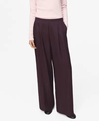 Mango Pleated Palazzo Pants In Burgundy
