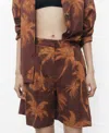 Mango Women's Palm Print Cotton Bermuda Shorts In Brown