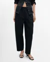 Mango Pull-on Stretch Cotton Pants In Black