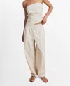 Mango Paper Bag Cotton Trousers Ecru In White
