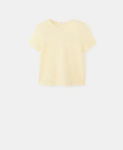 Mango Women's Pastel Linen Blend Short-sleeve T-shirt In Yellow