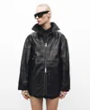 Mango Patchwork Leather Jacket In Black