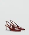 Mango Pointed Shoes With Patent Leather Effect Burgundy In Burgundy