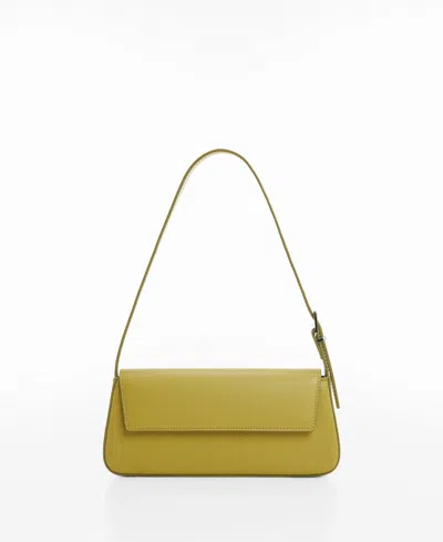 Mango Women's Patent Leather Effect Flap Bag In Bright Yellow