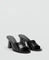 Mango Patent Leather Effect Heeled Sandal Black In Black