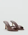 Mango Patent Leather Effect Heeled Sandal Chocolate In Brown