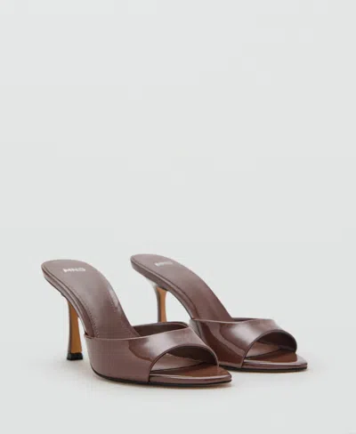 Mango Women's Patent Leather Effect Heeled Sandals In Brown