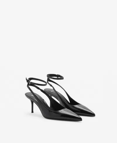 Mango Women's Patent Leather Effect Heeled Shoes In Black
