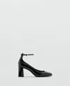 Mango Women's Patent Leather Effect Heeled Shoes In Black