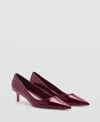 Mango Kitten Pointed Toe Shoe With Patent Leather Effect Burgundy In Burgundy