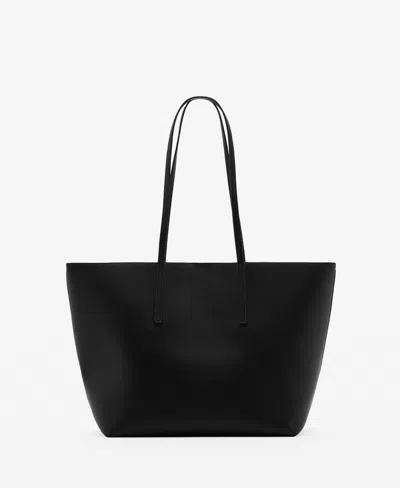Mango Women's Pebbled Effect Shopper Bag In Black