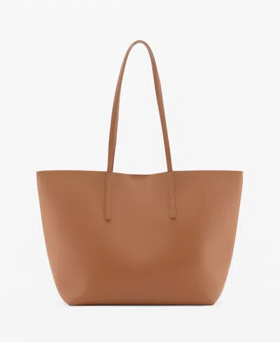 Mango Women's Pebbled Effect Shopper Bag In Leather