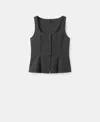 Mango Peplum Buttoned Vest In Gray