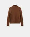 Mango Button Cuff Turtleneck Sweater In Brown