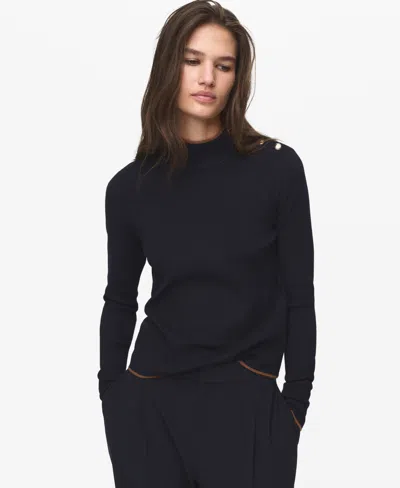 Mango Women's Perkins Collar Button Sweater In Blue