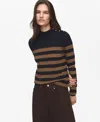 Mango Perkins Stripe Mock Neck Sweater In Brown