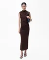 Mango Draped Dress With Perkins Collar Brown In Brown