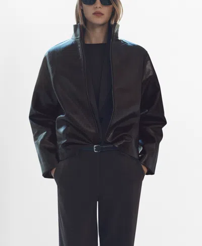 MANGO WOMEN'S PERKINS COLLAR TEXTURE JACKET