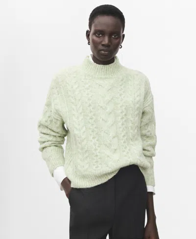 Mango Women's Perkins Neck Braided Sweater In Green
