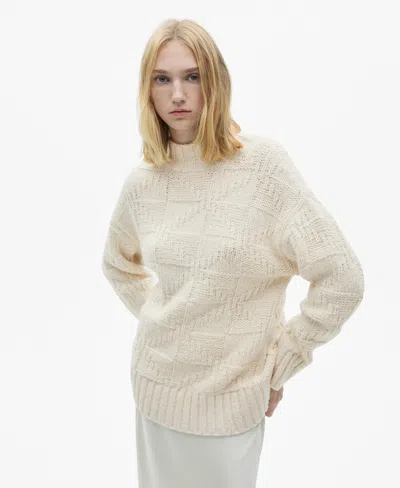 Mango Women's Perkins Neck Chunky Knit Sweater In Ecru