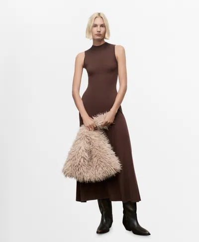 Mango Sleeveless A-line Dress In Brown