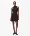 Mango Perkins-neck Knitted Dress Chocolate In Chocolate