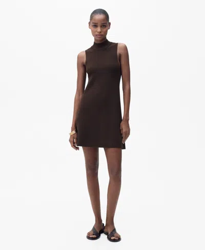 MANGO WOMEN'S PERKINS-NECK KNITTED DRESS