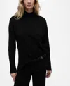 Mango Knitted Sweater With Perkins Neck In Black